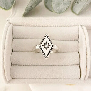 925 Sterling Silver Minimalist Ring Star Celestial Dainty Ring Diamond Ring